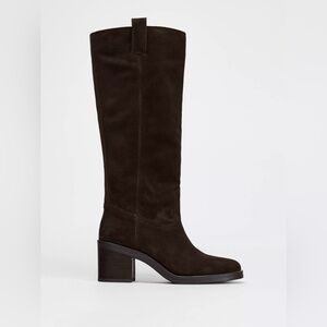 Zara Dark Brown Over the Knee Suede Boots
